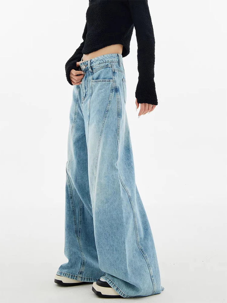 Versatile Retro High Waist Wide Jeans