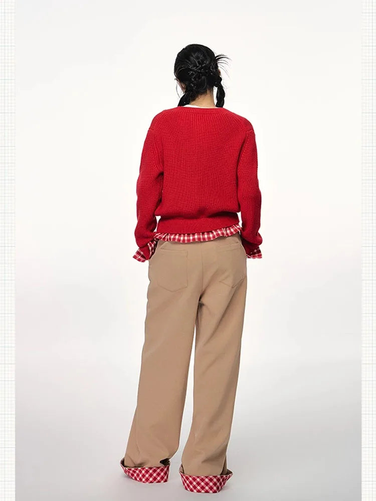 Versatile Spliced Knit Sweaters Women Cardigan