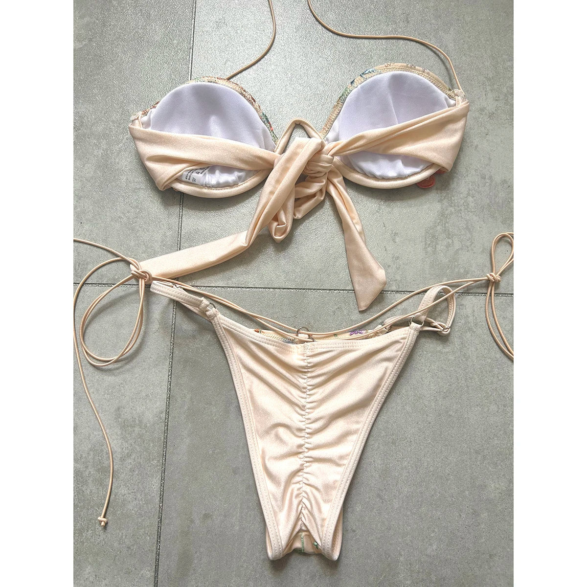 Floral Push Up Micro Bikini Set