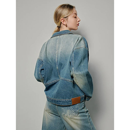 Stylish Single Breasted Denim Jacket Jeans