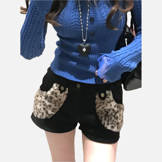 Leopard Print Vintage High Waisted Shorts