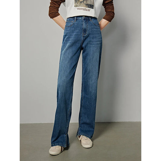 High Waist Slim Fit Straight Jeans