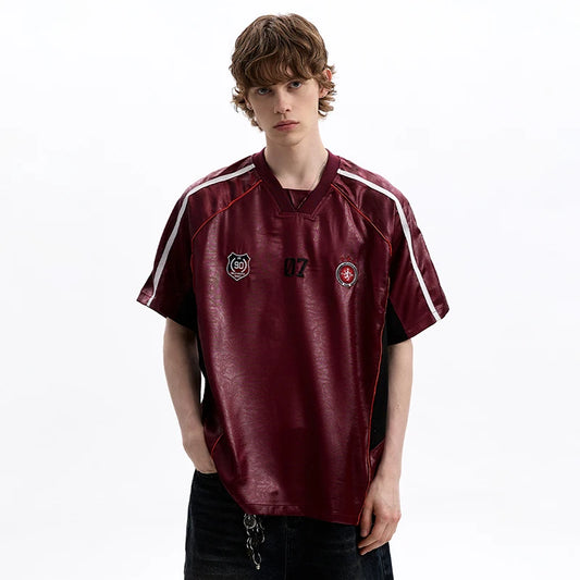 High Quality Embroidered Logo V-Neck T-Shirt