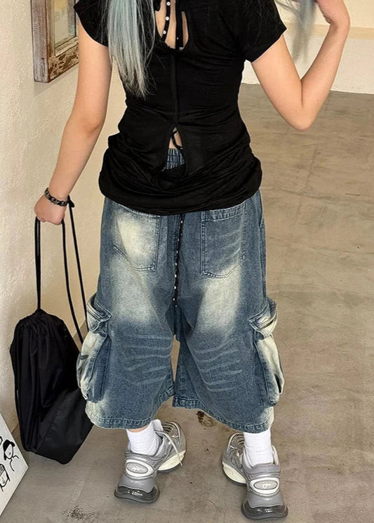 Vintage High Waist Baggy Blue shorts