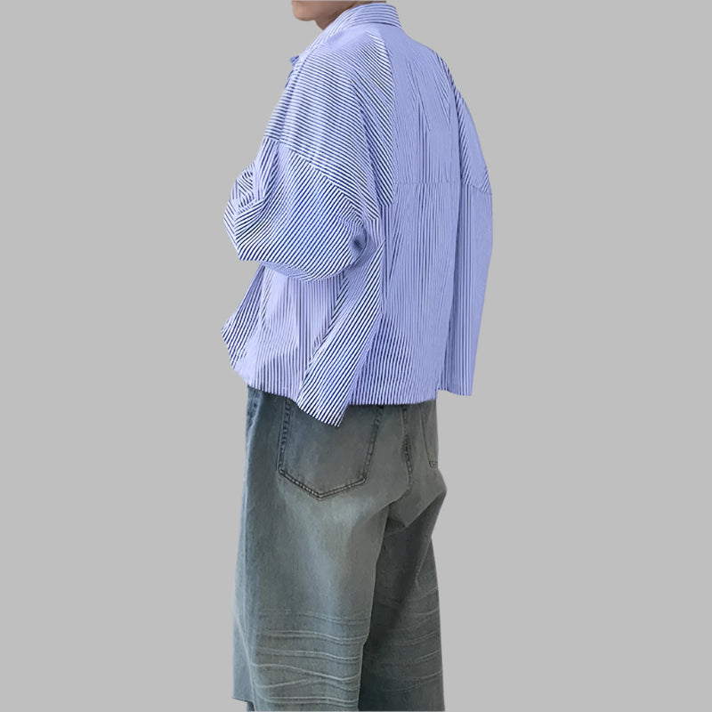 Stylish Striped Lapel Long Sleeve Shirt