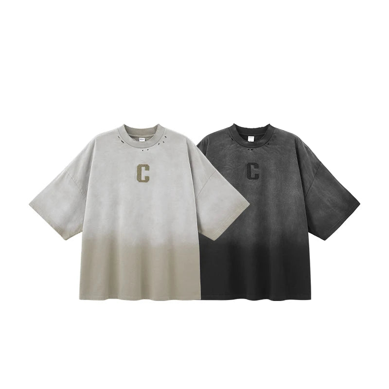American Vintage Gradient Washed Letter T-Shirt