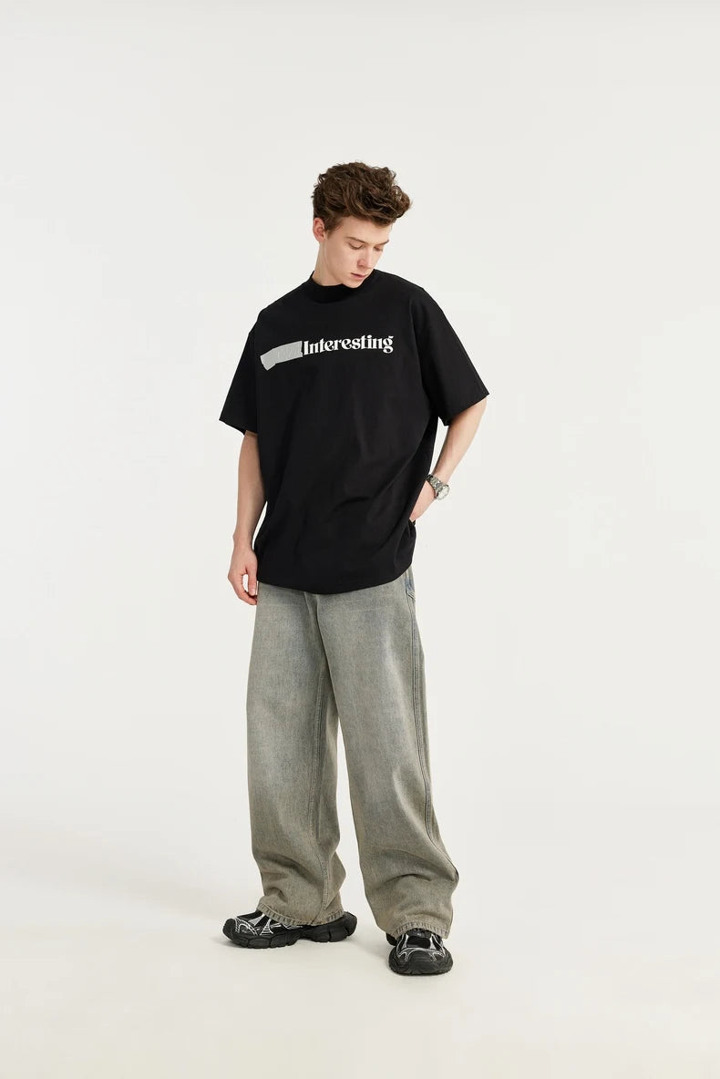 Irregular Stitching Oversized Wide Leg Jeans