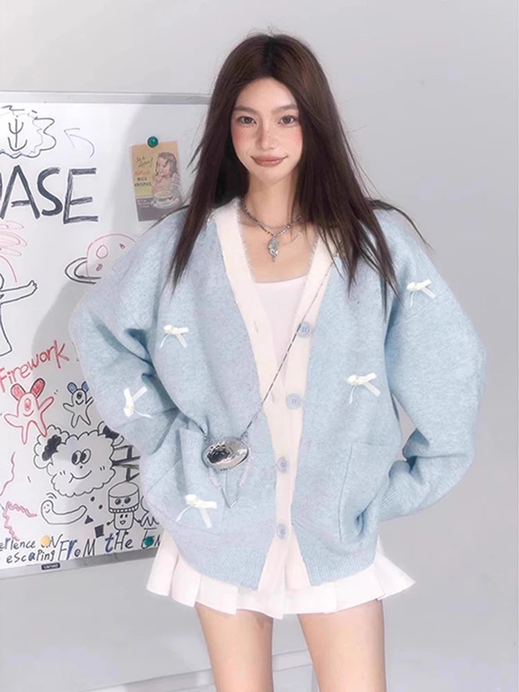 Cozy V-Neck Bow Knit sweater