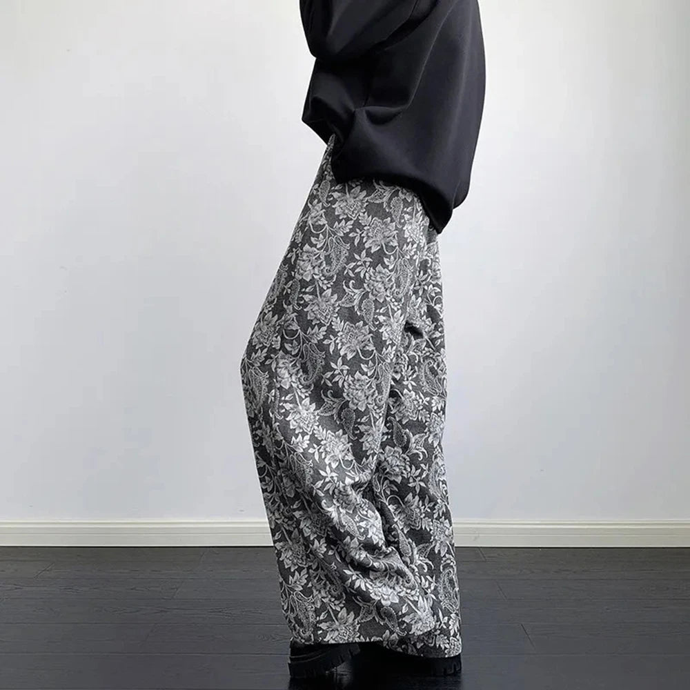 Luxury Retro Cashew Flower Print Pants