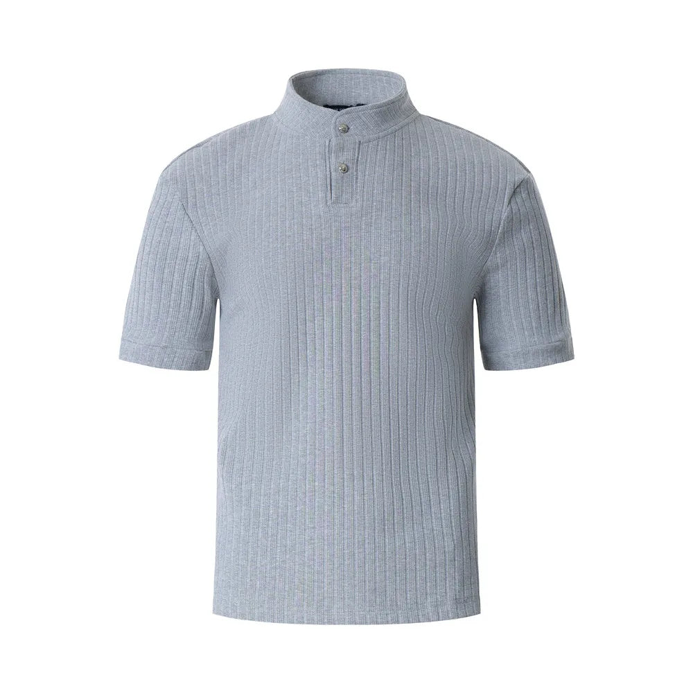 Classic Knit Henley Collar Casual T-Shirt