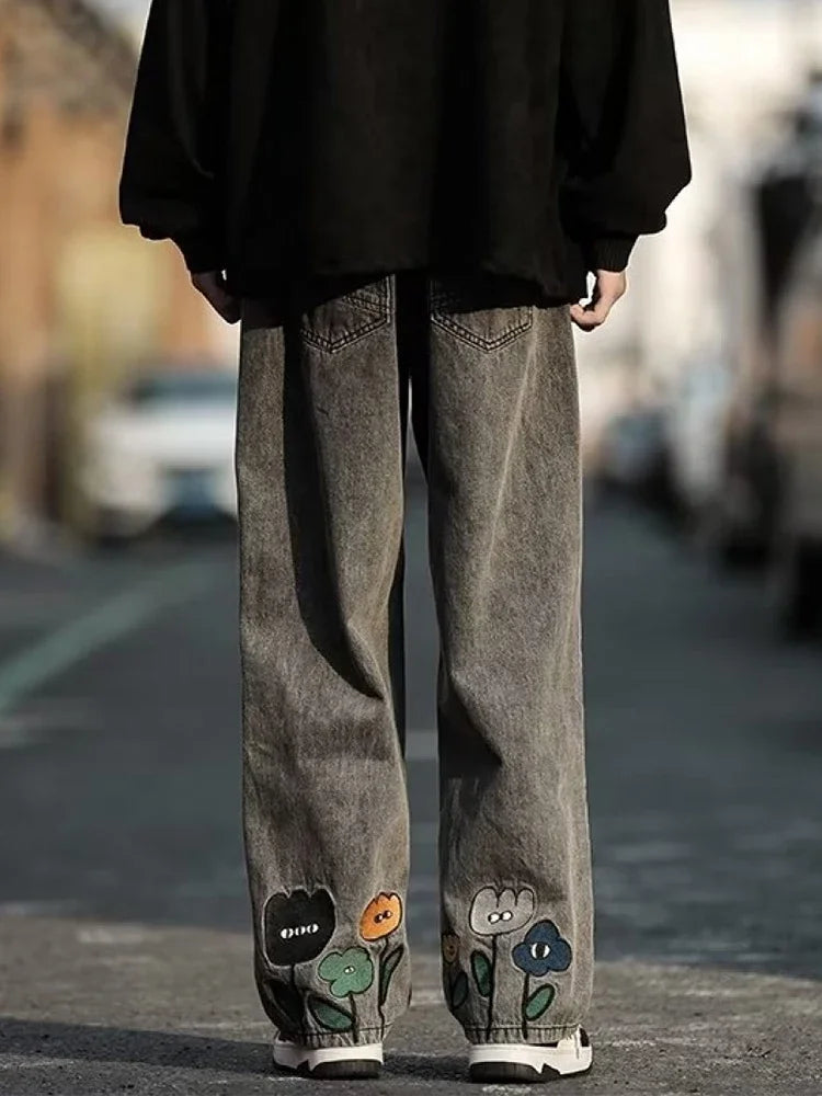 Vintage American Floral Baggy Denim Jeans
