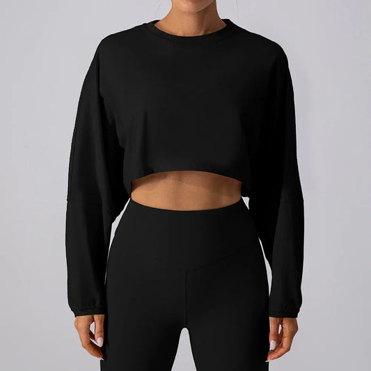 Breathable Long Sleeve Sports Crop T-Shirt