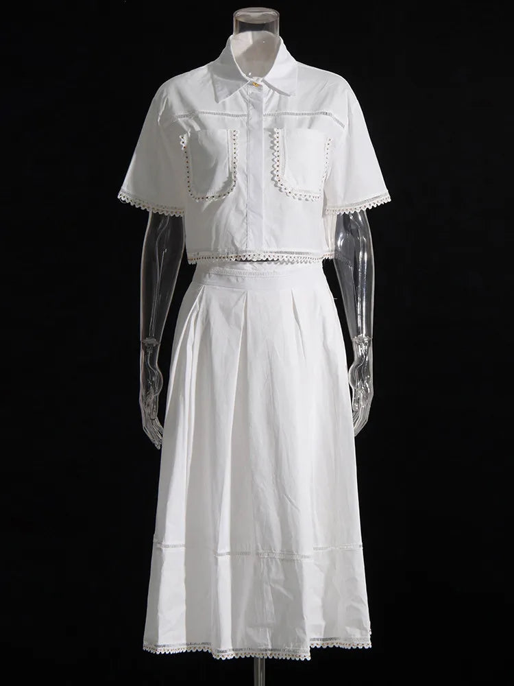 Lapel Sleeve High Waist Skirt