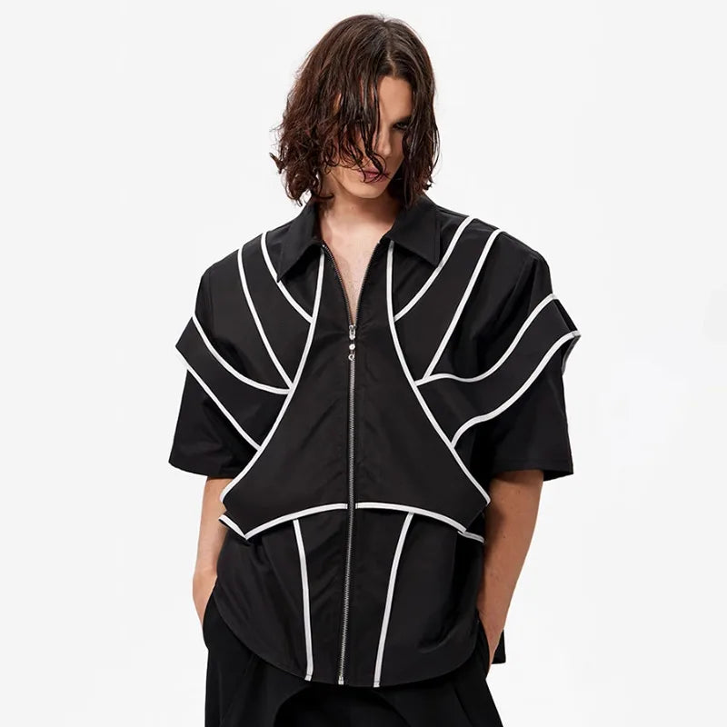 Stripe Patchwork High Street Shoulder Shirt