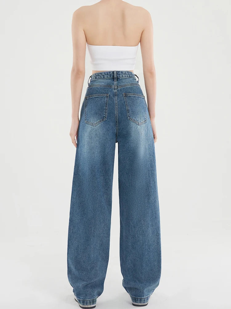 Vintage High Waist Baggy Straight Jeans