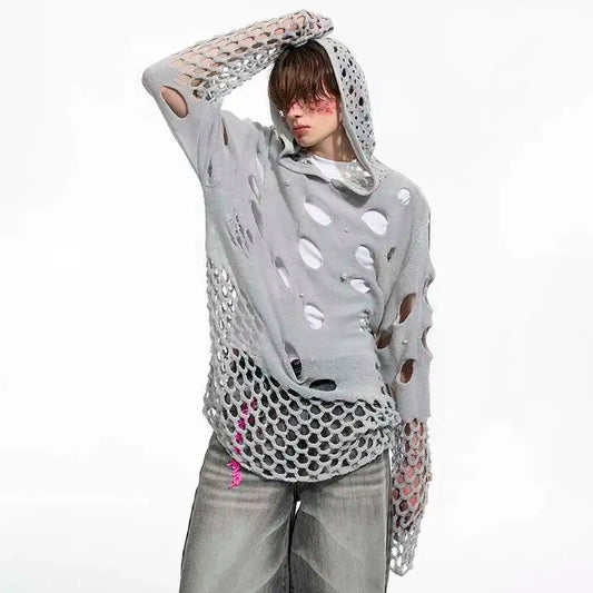 Luxury Hollow Design Hooded Pullover Shirt