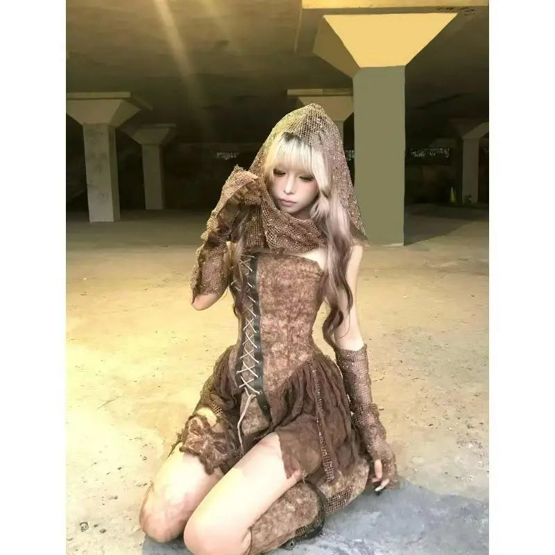 Vintage Lace Mini Skirt Suit Set