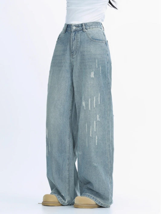Vintage Washed Loose Wide Leg Jeans