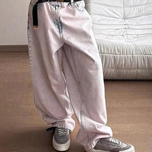 Pink Vintage Graffiti High Waisted Jeans