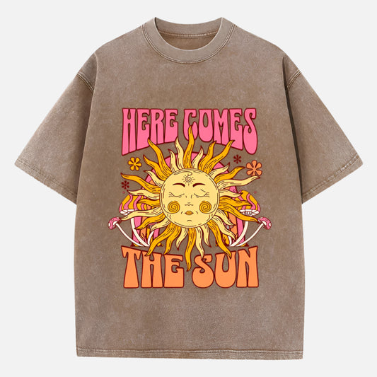 Sun Prints Oversize Washed Cotton T-Shirt