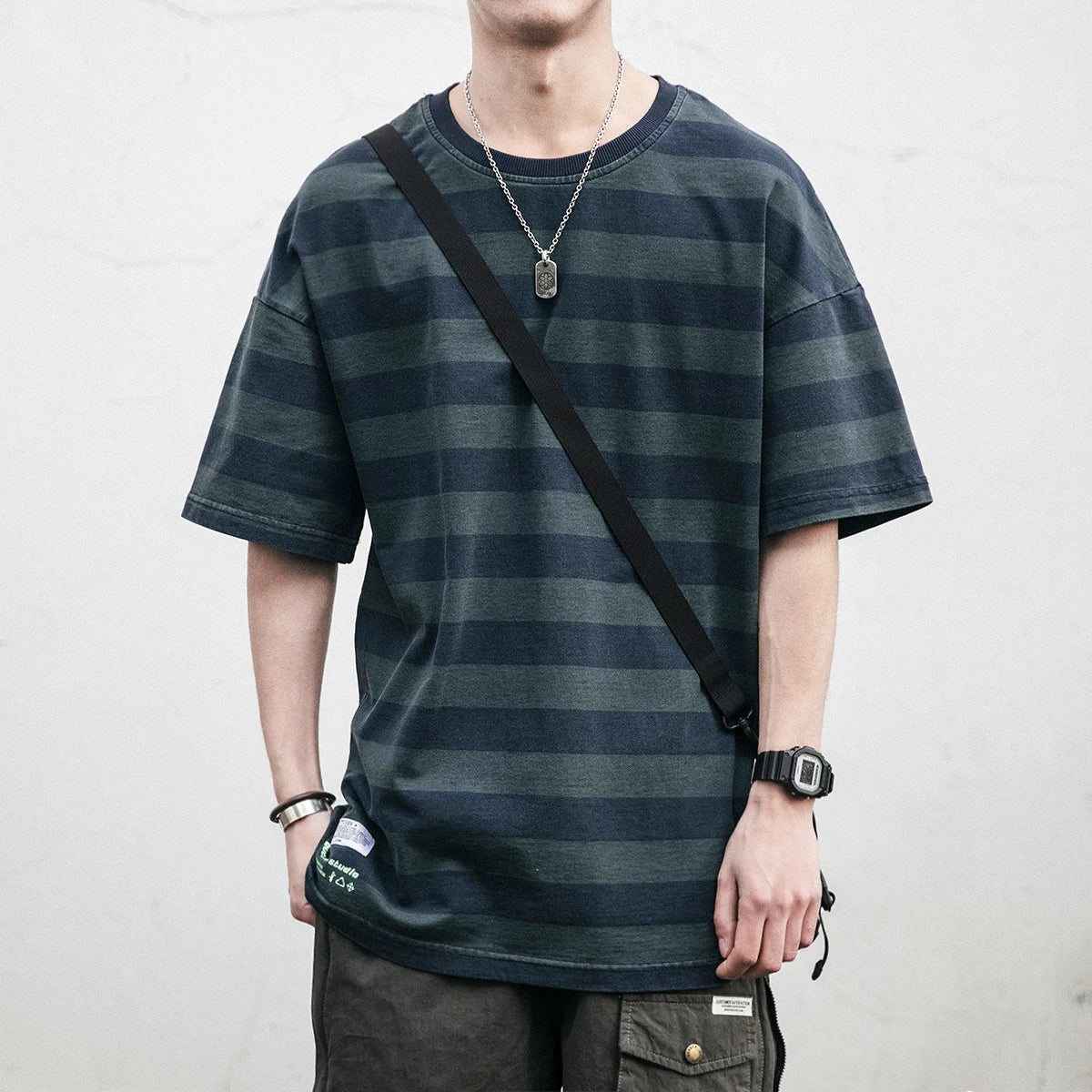 Striped Trendy Japanese Casual Short T-Shirt