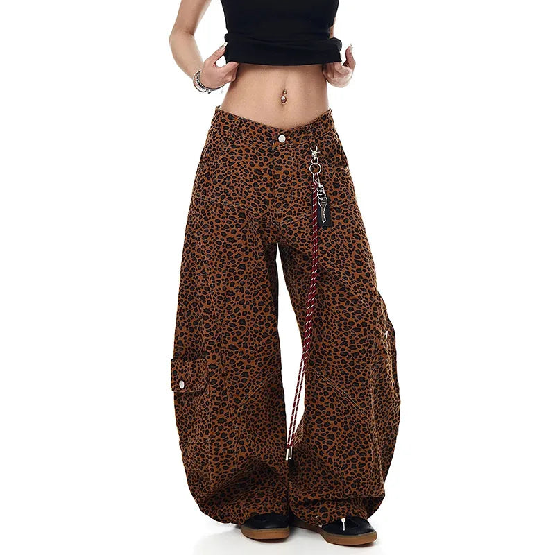 Leopard Print High Waist Slim Jeans