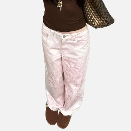 Pink Vintage High Waist Wide Jeans