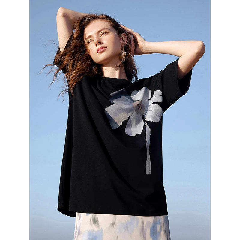 Vibrant Floral Print Short Sleeve T-Shirt