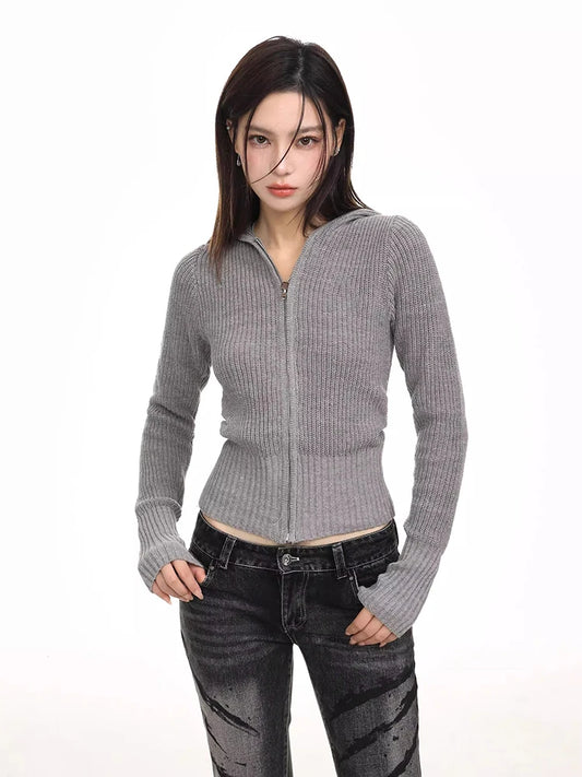 Versatile Retro Knitted Hooded Sweater Coat