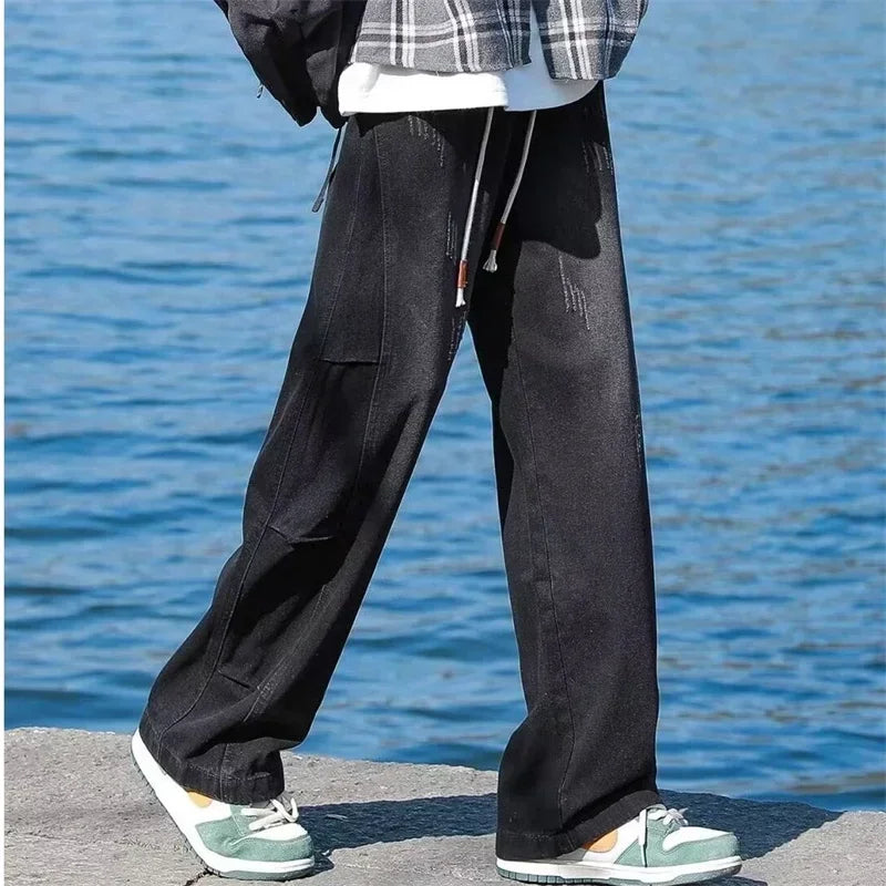 High Street Distressed Baggy Patchwork Jeans
