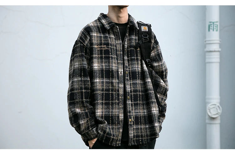Vintage Japanese Woolen Plaid Cargo Shirt
