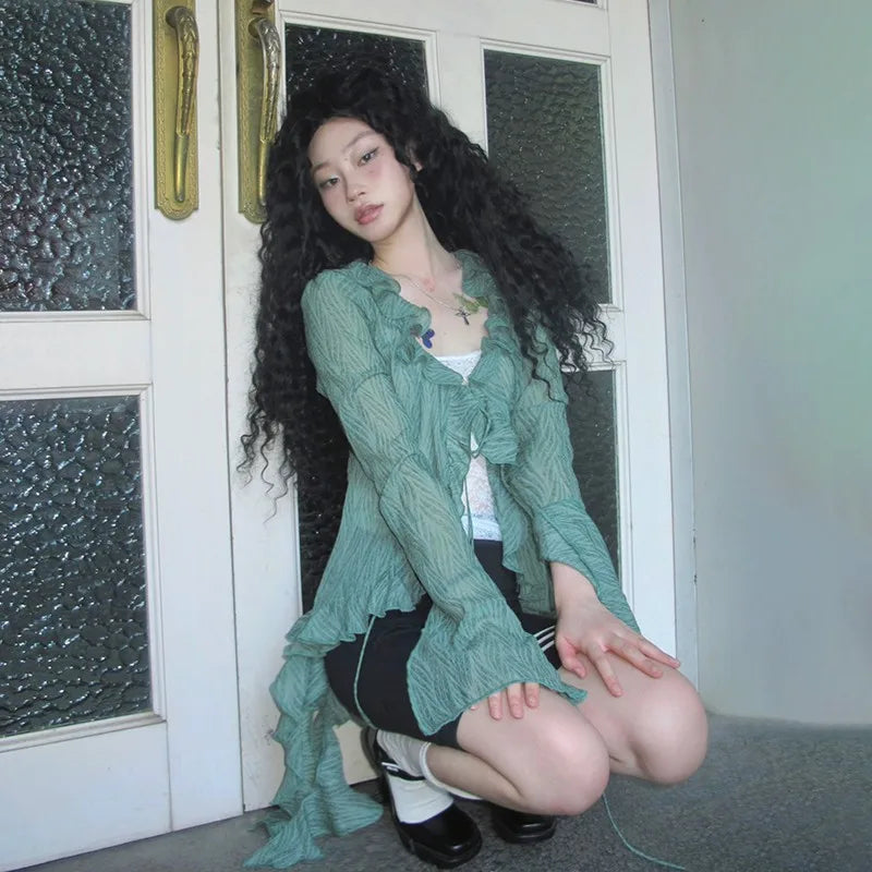 Vintage Lace Ruffle Blouse Shirt