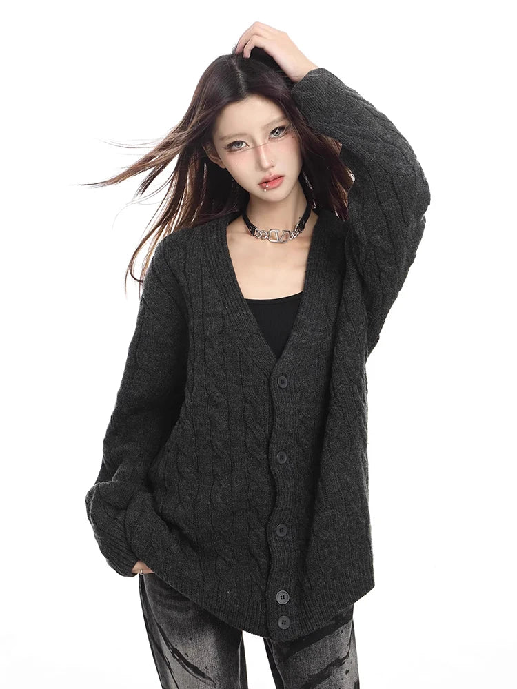 Cozy Knitted V-Neck Cardigan Sweater Coat