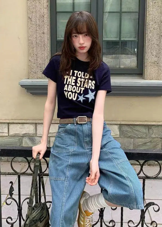 Vintage American Blue Denim Calf-Length Jorts