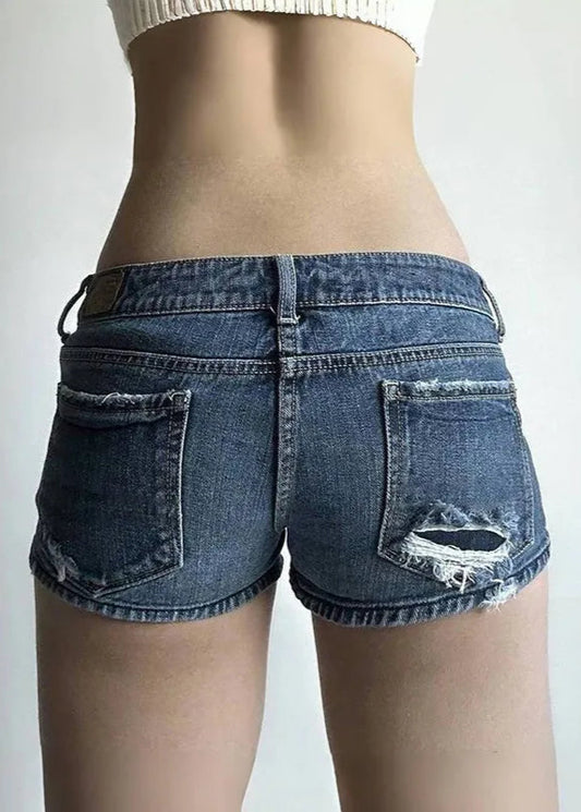 Vintage Low Waist Blue Denim Shorts