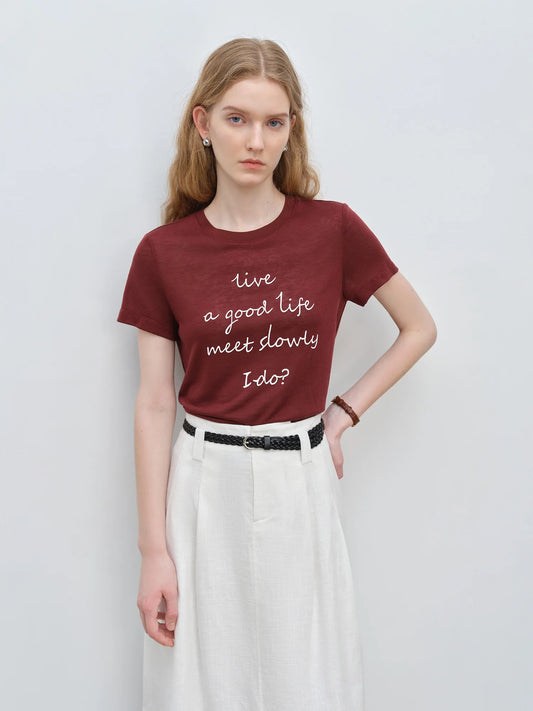 Stylish Round Neck Letter Print T-Shirt