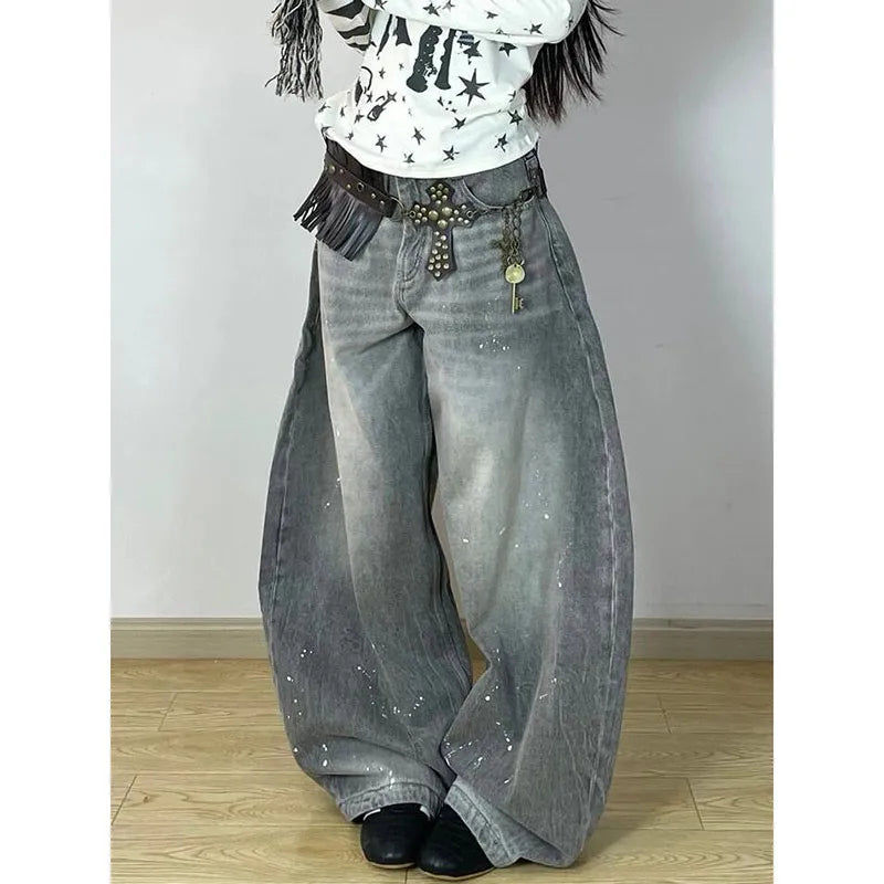 Vintage Gothic Grey Baggy Denim Jeans