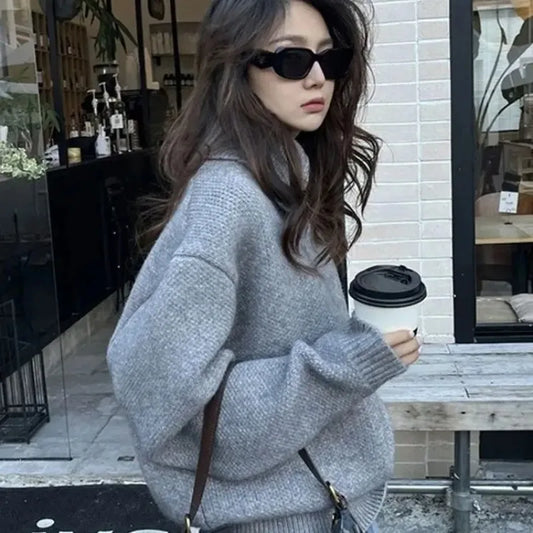 Cozy Korean Knit Pullover Sweater