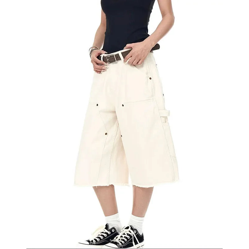 Loose Khaki Straight Leggings Short