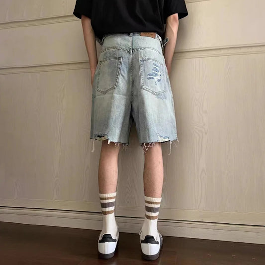 Vintage Washed Ripped Denim Shorts