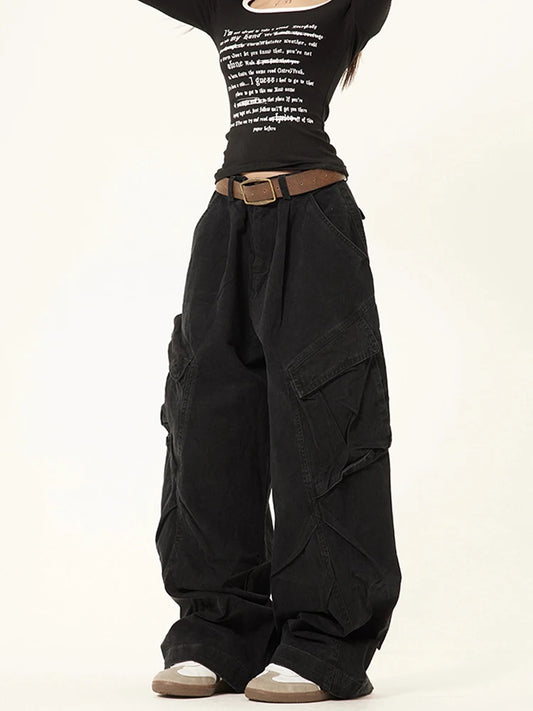 American Style Wide Leg Cargo Jeans