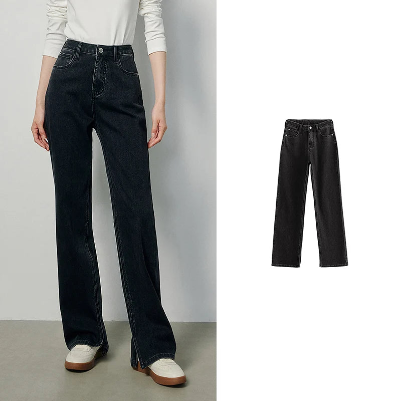 High Waist Slim Fit Straight Jeans