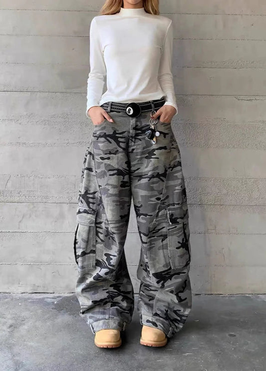 Y2K Vintage Camo Cargo High-Waist Jeans