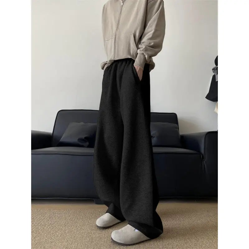Solid Loose Wide Leg Casual Pants