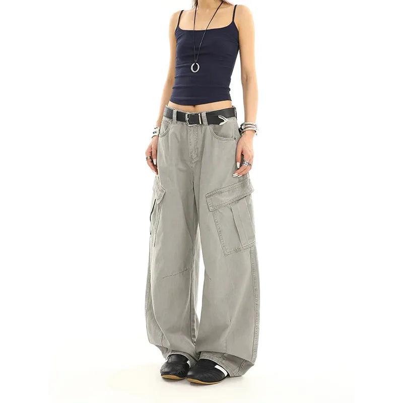 Vintage High Waist Baggy Grey Jeans