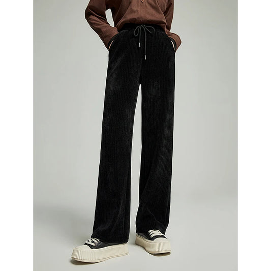 Comfy Fleece Drawstring Wide Leg Pants