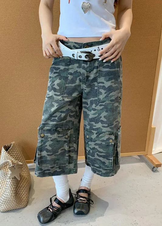 Vintage High Waist Camouflage Jorts