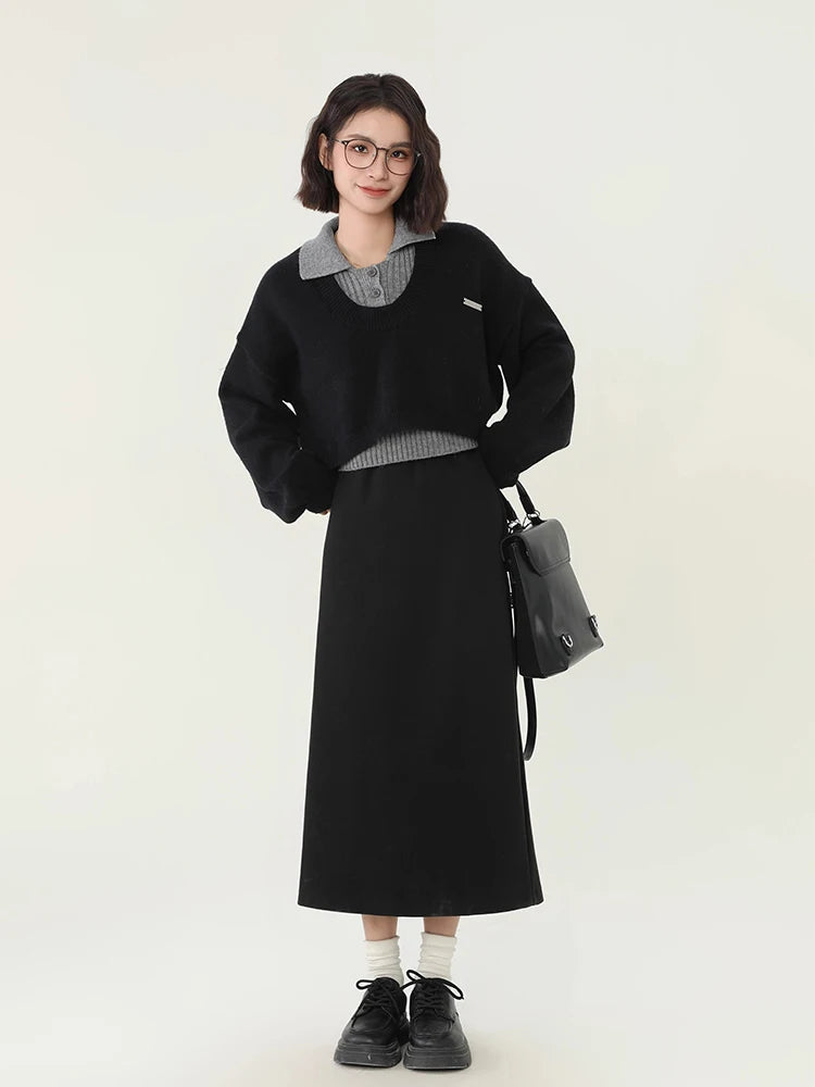 Cozy Preppy Knit Sweater Set Womens