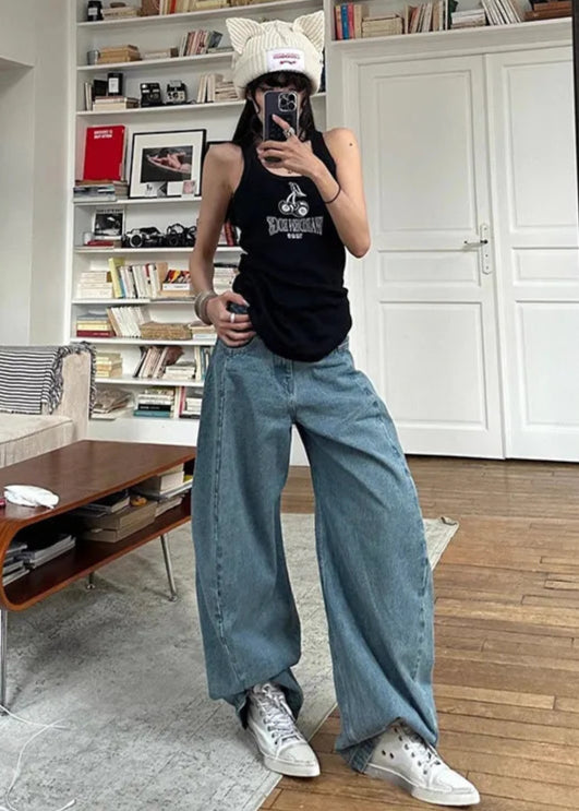 High Waist Vintage Blue Summer Jeans