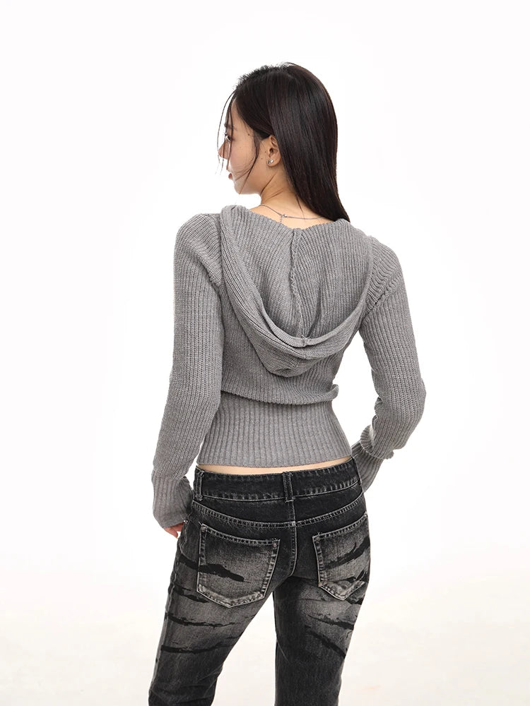 Versatile Retro Knitted Hooded Sweater Coat